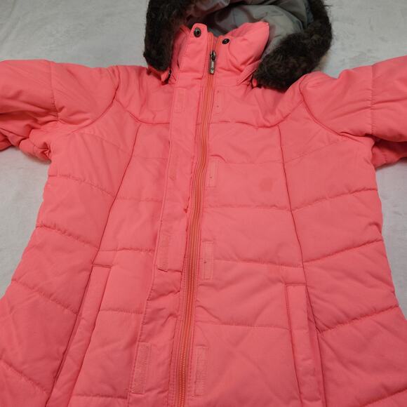Columbia Puffer Jacket Womens Medium Neon Pink Florescent Hood Coral Pink - Picture 4 of 16